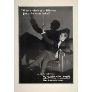  1924 ORIGINAL Print Ad Fatima Cigarettes Man Smoking 