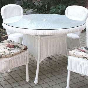   : 48 White Round Resin Wicker Glass Top Table: Patio, Lawn & Garden