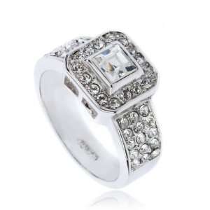   Crystal Engagement White Gold Gp Finger Ring Arinna Jewelry