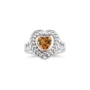   06 Cts Citrine Solitaire Ring in Silver and Pink Gold 7.5 Jewelry
