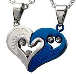 SC16 Stainless Steel I Love You Heart Couple Necklace  