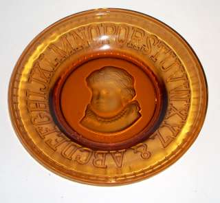 Vintage 8 Clay Crystal Amber Glass ABC Childs Plate  