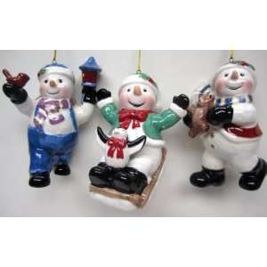   Holiday Winter Snowmen Hanging Ornaments Collectible