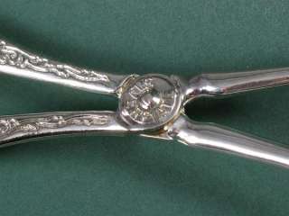   Silver Plated Serving Tongs W/Scissor Handle & Scroll & Leaves  