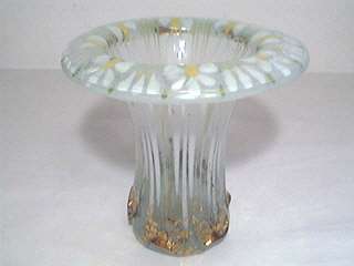 Vintage Higgins Art Glass Dropout Flowers & Gold Veils  
