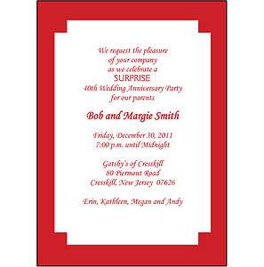 25 Personalized 40th Wedding Anniversary Party Invitations   AP 004 