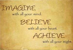 Imagine Believe Achieve Wall Decal Lettering Quote Art  