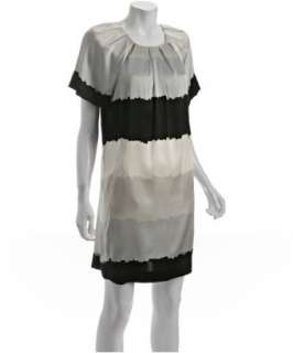 BCBGMAXAZRIA pearl grey colorblock silk shirt dress   up to 70 
