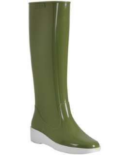 Fendi green rubber tall rain boots   