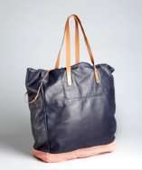 Paul Smith navy and pink leather two tone drawstring tote bag style 