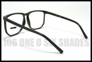 True NERDY Geek Eyeglass Frame Oversized Squared Glasses BLACK Clear 