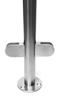 Stainless Steel Railing Round Post, Glass Clamps 180°  