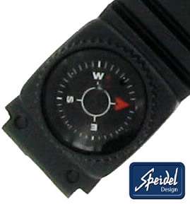18mm Black Rubber Mens Sport Watch Band Compass  