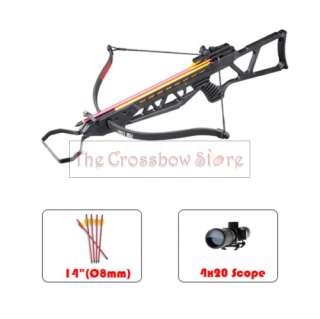 120LBs lbs Fiber Black Hunting Crossbow 4x20 Scope + 8 Arrows  