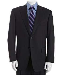 Pal Zileri dark blue stripe wool 2 button suit with double pleated 