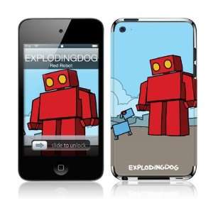     4th Gen  EXPLODINGDOG  Red Robot Skin: MP3 Players & Accessories