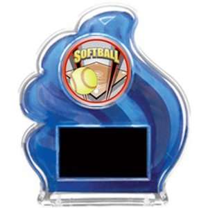 Custom 6.5 Wave Ice Softball Trophies BLUE TROPHY   PROSPORT SOFTBALL 