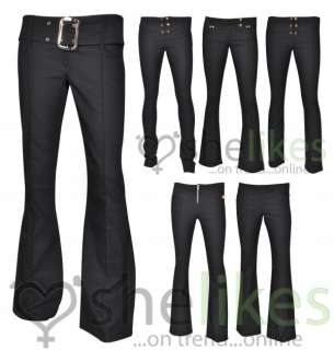 Girls Black School Trousers Womens/ Girls Stretch Hipster Trousers UK 