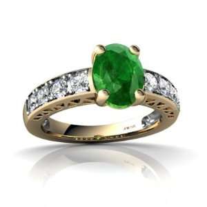  14K Yellow Gold Oval Genuine Emerald Ring Size 4 Jewelry