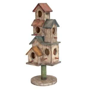  Decorative Wood Stacked Bird House: Patio, Lawn & Garden