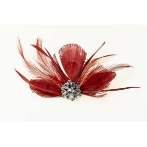 Feather Hair Clip   Red