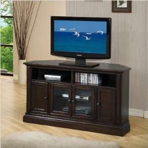   52 Solid Wood Corner TV Stand in Dark Cherry: Furniture & Decor