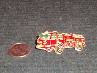 Fire Truck Emergency Vintage 1980s Enamel Pin Tack Hat  