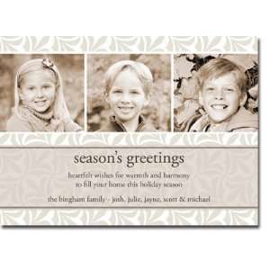   Holiday Photo Cards (Holiday Leaf Triad Khaki)