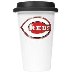  Cincinnati Reds Ceramic Travel Cup (Black Lid) Sports 