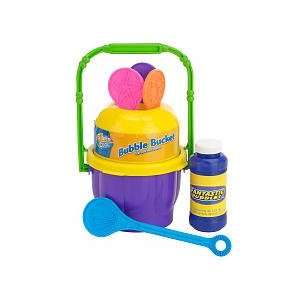   Bubble Bucket with 8 Ounce Bubble Solution   Yellow & Purple Toys
