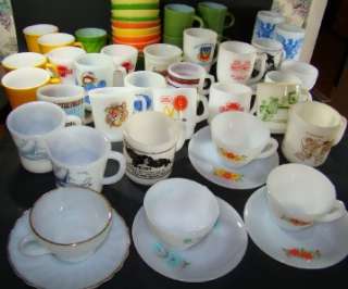 Huge Lot 50 Fire King Anchor Hocking Federal Milk Glass Mugs Cups 