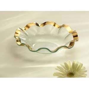  AnnieGlass Ruffle Soup Bowl Gold: Kitchen & Dining