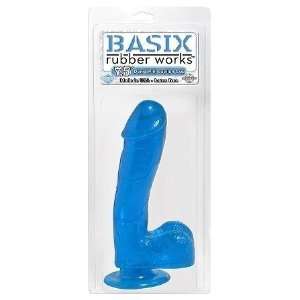 Bundle Basix Blue 7.5 Dong W/Suction Cup and Aloe Cadabra Organic Lube 