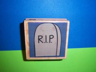 RIP GRAVE STONE Halloween graveyard HA Rubber Stamp Sm  