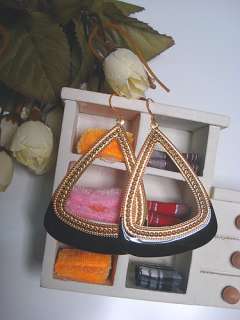 C4599 Womens Gold Big Triangle Hollow Earrings  