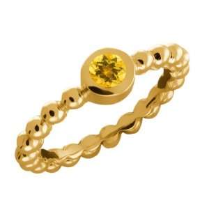  0.26 Ct Round Yellow Citrine 14k Yellow Gold Ring: Jewelry