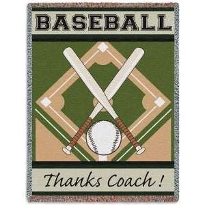  Thanks Coach Baseball Throw   70 x 53 Blanket/Throw