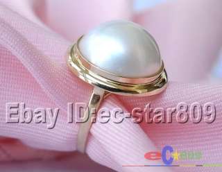 HUGE REAL 8# 20MM WHITE SOUTH SEA MABE PEARL RING  