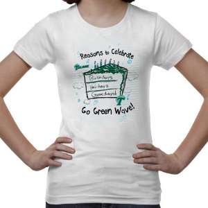  Tulane Green Wave Youth Celebrate T Shirt   White: Sports 