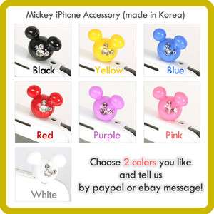 TWO Mickey iphone4 Accessory NEW♥Ear Cap Dock Cover Anti Dust 