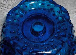   Fenton Glass Crystal Royal Blue Hobnail Candle Centerpiece Bowl  