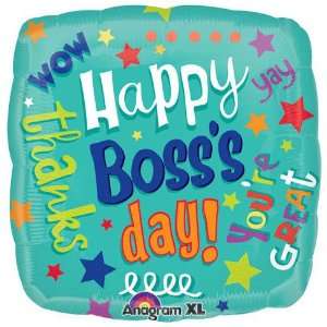  Happy Bosss Day Square Teal Stars 36 Balloon Mylar 