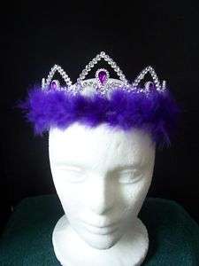 Purple Marabou Princess Fairy Tiara Crown  