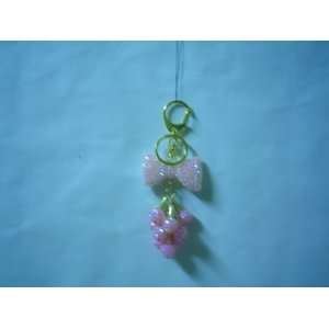  Pink Crystal BOW and Beads Keychain