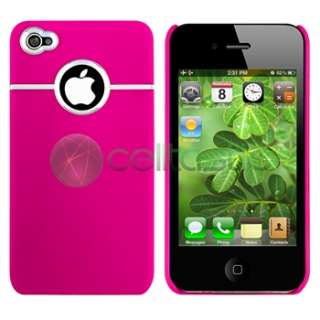 Pink Rubber Hard Case w/ Chrome Hole Rear+PRIVACY FILTER Film for 