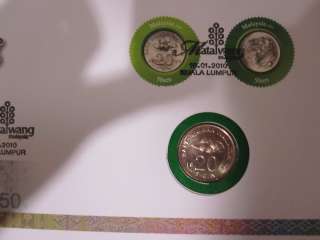 2010 Malaysia Coin Stamps with10c 20c 50c 1990 Coin Set  
