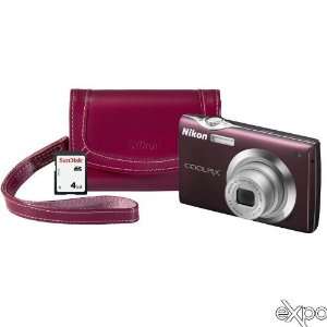    Nikon Coolpix S4000 12MP Digital Camera Bundle (Plumm) Electronics
