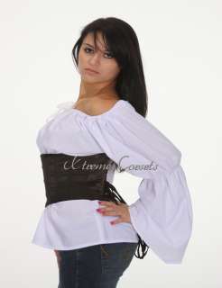   Medieval Renaissance White Chemise Costume Front Butterfly Lacing