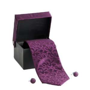  DESIGNER TIE WITH CUFFLINKS IN PURPLE COLOR Everything 