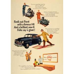 com 1947 Ad Ford Automobile Auto Car Engines V8 V6 Piston   Original 